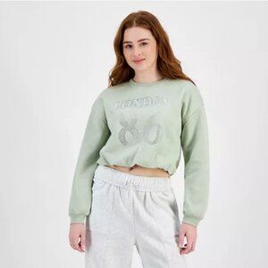 New with TAGS Planet Heart Juniors' Bubble Hem Varsity Crewneck Sweatshirt